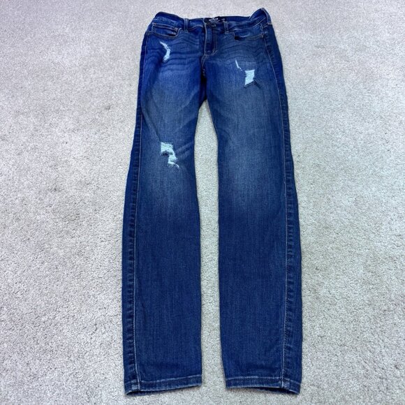 Hollister Jeans High Rise Super Skinny Blue Distressed Pockets Women’s Size 5 - Picture 1 of 12